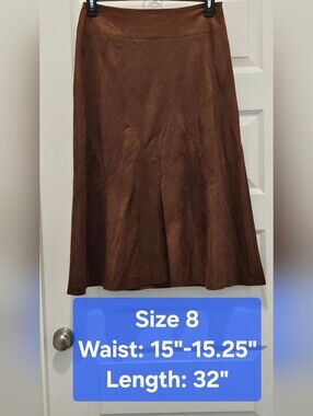 Katherine Barclay Vintage Brown Paneled Suede Midi Skirt - EUC, Size 8